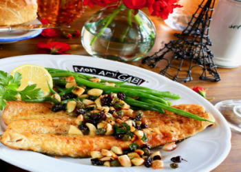 Grilled Almondine Trout with Charred Radicchio & Orange-Almond Vinaigrette