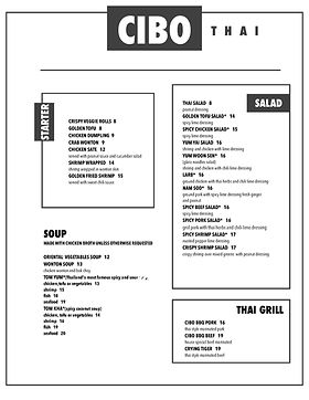 cibo thai menu