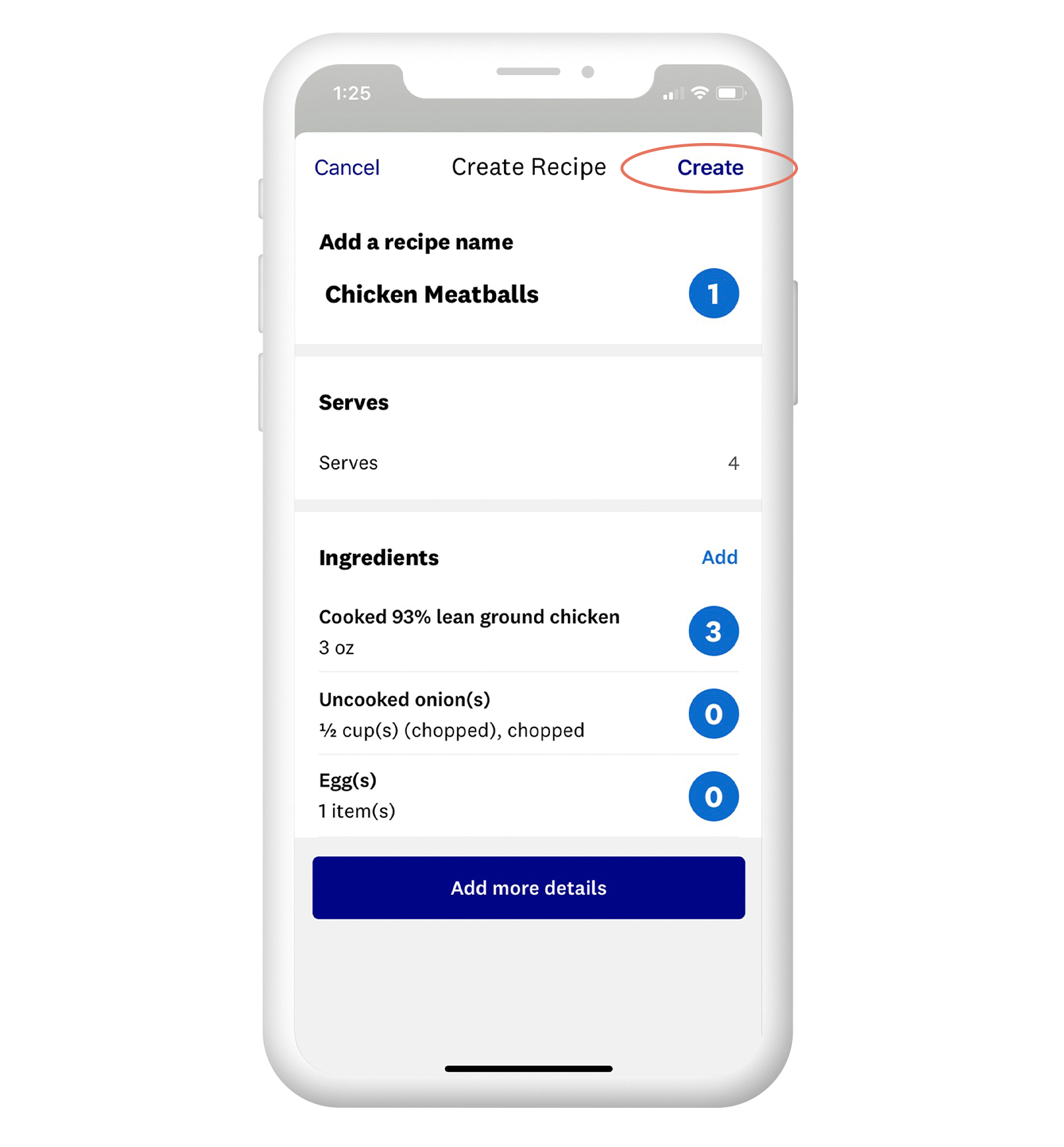 how to create recipe in weight watchers app