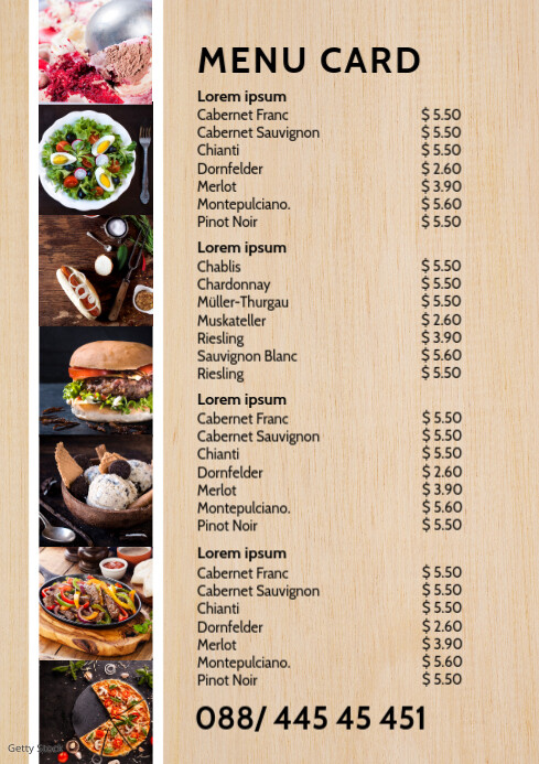 food menu list