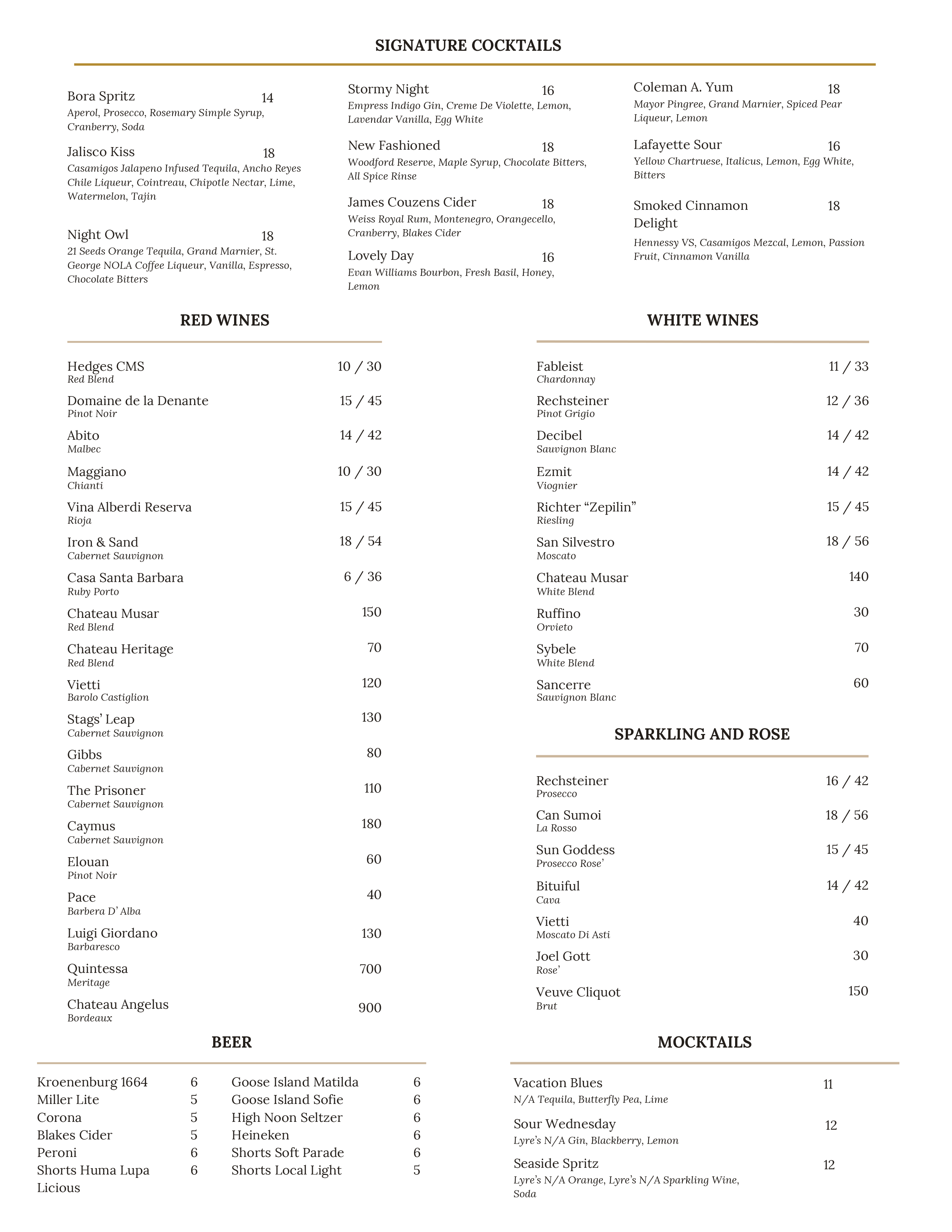 cibo modern mediterranean menu