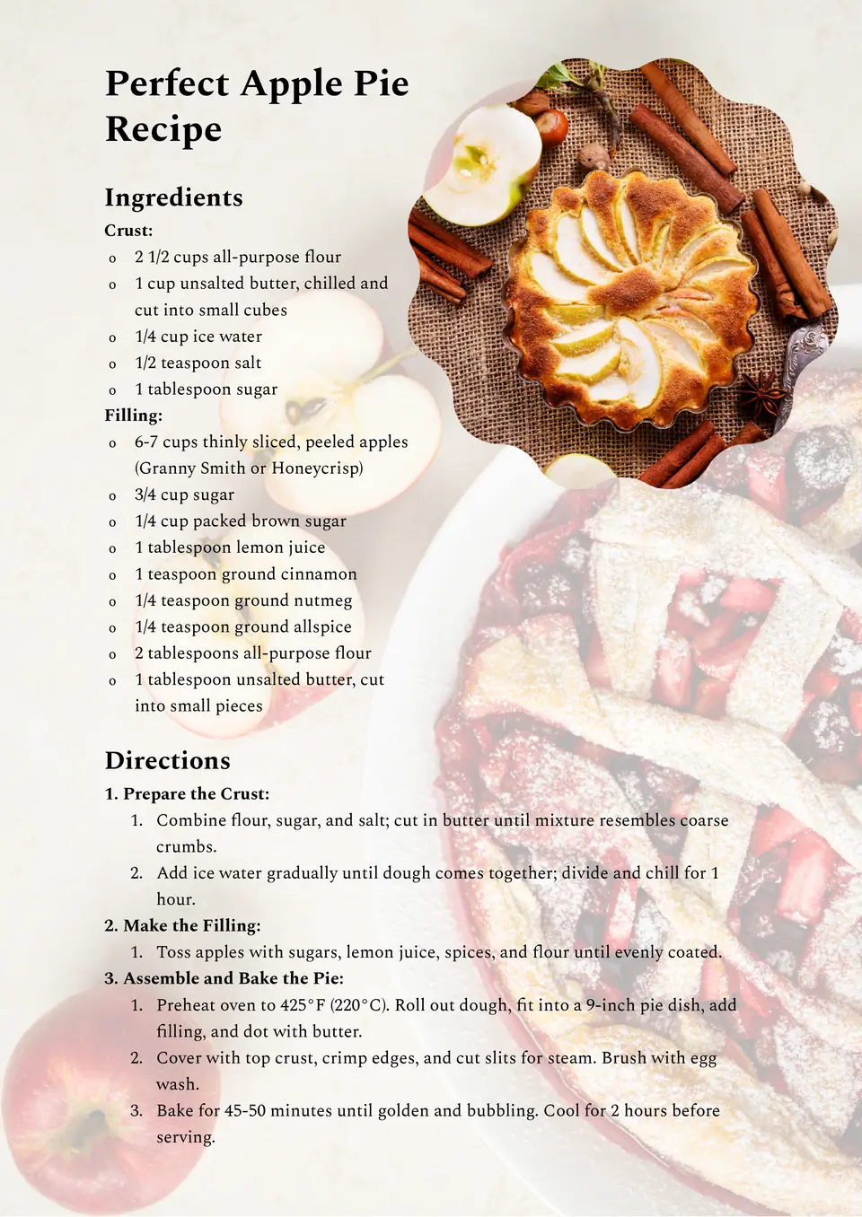 recipe with list of ingredients