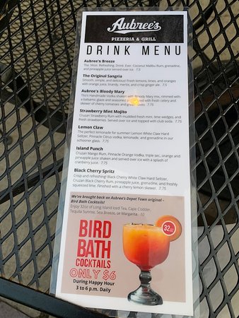aubrey's drink menu