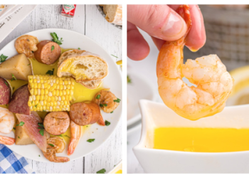 Shrimp, Corn & Andouille in a Buttery Bath