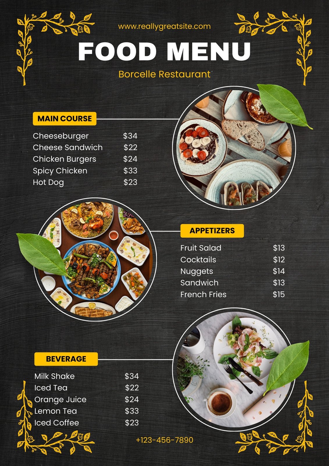 food menu list