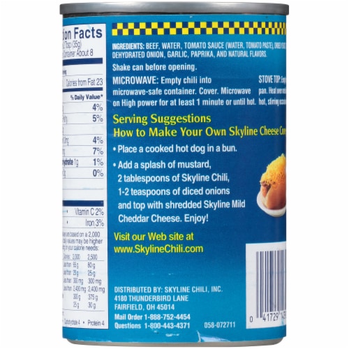 skyline chili nutrition facts