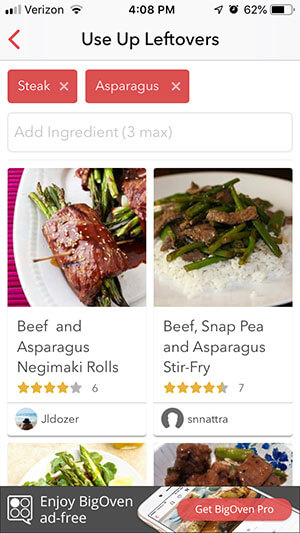 website input ingredients get recipe