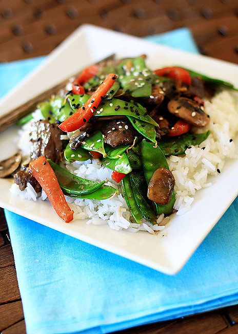 Skirt Steak & Snap Peas Stir-Fry with Oyster Sauce