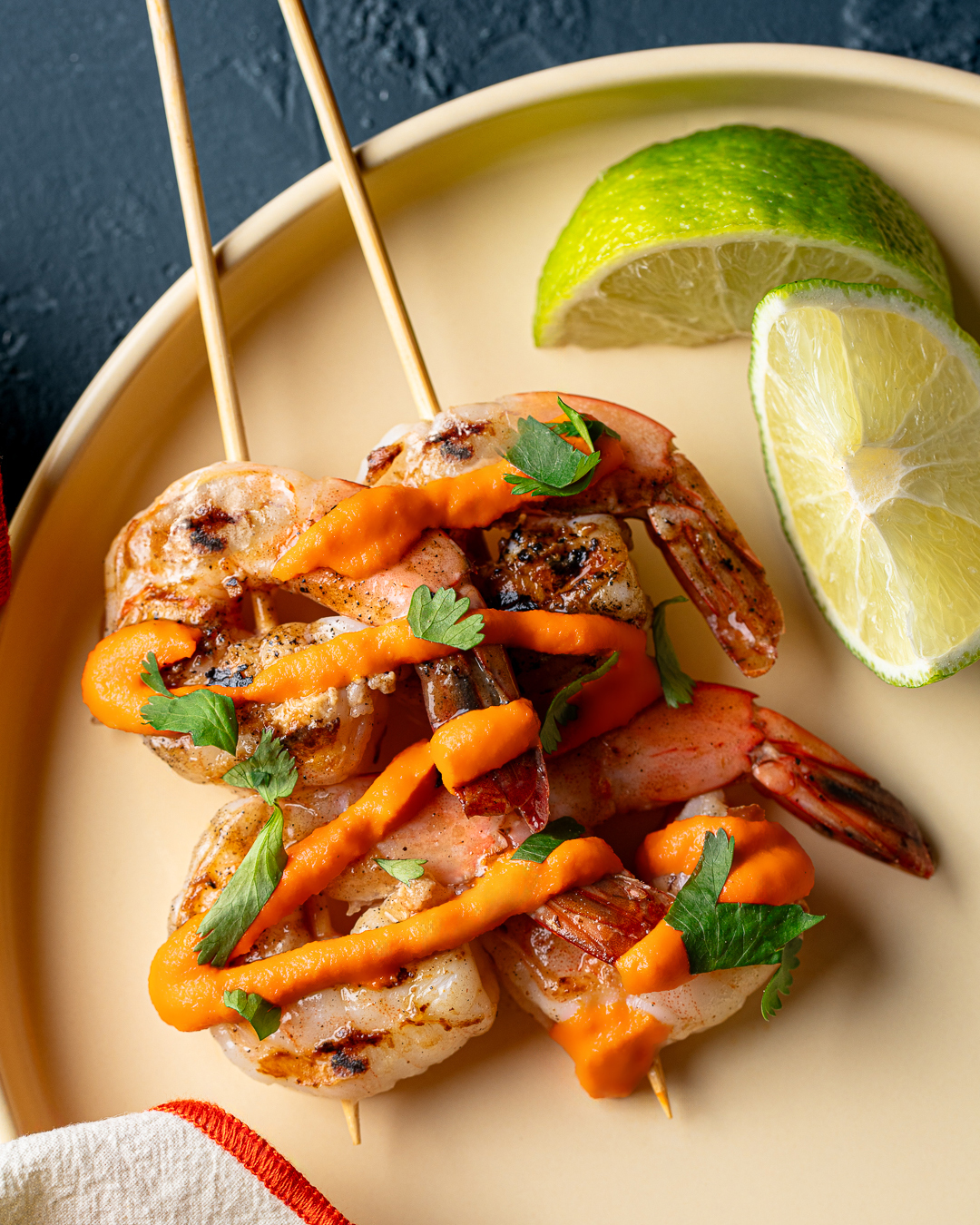 Grilled Shrimp Skewers with Smoky Romesco Sauce