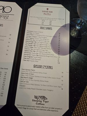 polo steak and sea menu