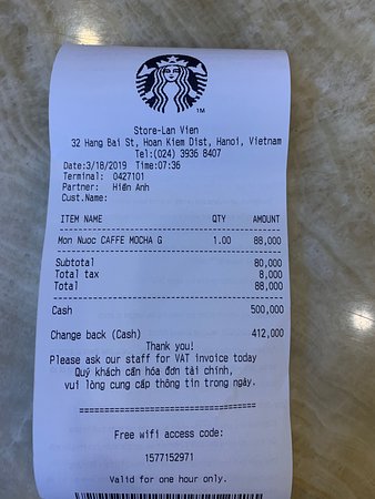 starbucks receipts