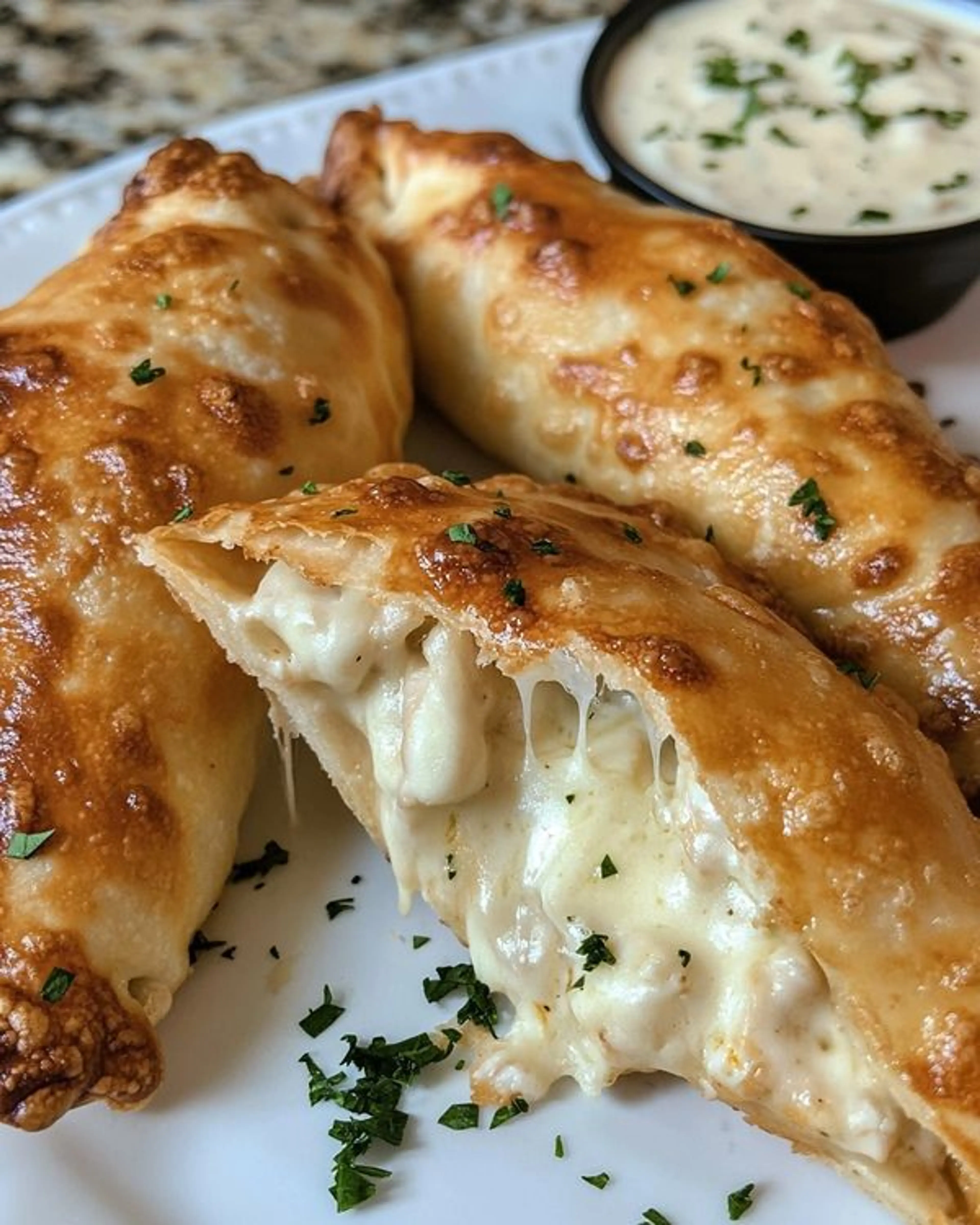 chicken alfredo air fryer calzones